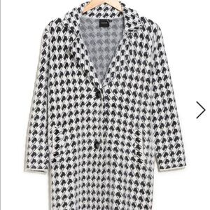 CLICHÉ  Women’s Edgy Abstract Print wool blend coatigan Black/ivory Sz M, NWT